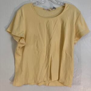 Vintage 90s Croft & Barrow Stretch Round‎ Neck Yellow T-shirt